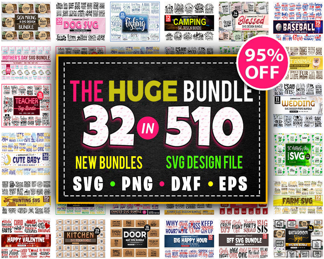 510 Huge Design Pack Svg Bundle Awesome Collection