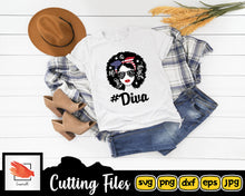 Load image into Gallery viewer, Girl Boss svg cut file | One of a kind Tshirt design | afro woman svg dxf png for Cricut Silhouette clipart with american flag svg - LoveMyCuttables.com
