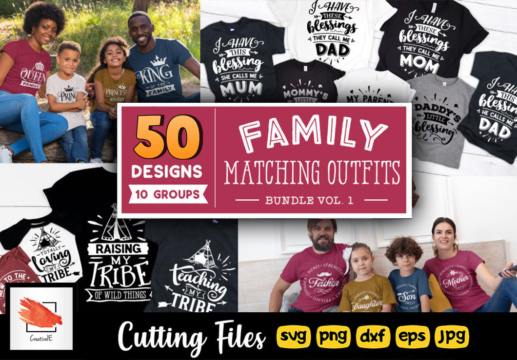 Family Matching Outfits SVG Bundle 50 Designs Vol 1 - LoveMyCuttables.com