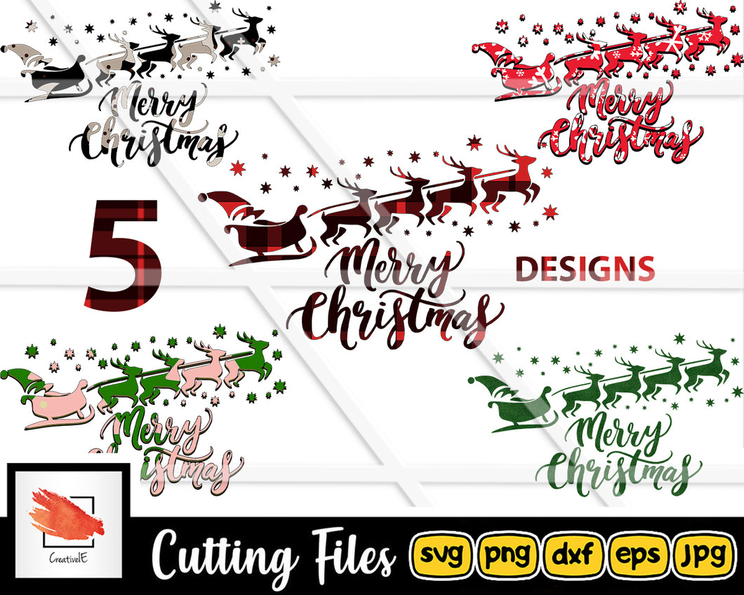 5 Merry Christmas Svg cut file for Cricut | Silhouette Xmas Design Cuttable files - LoveMyCuttables.com