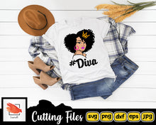 Load image into Gallery viewer, Afro Woman SVG, Afro Girl Svg, Afro Queen Svg, Afro Lady Svg, Curly Hair Svg, Black Woman, For Cricut, For Silhouette, Cut Files, Dxf, Png - LoveMyCuttables.com
