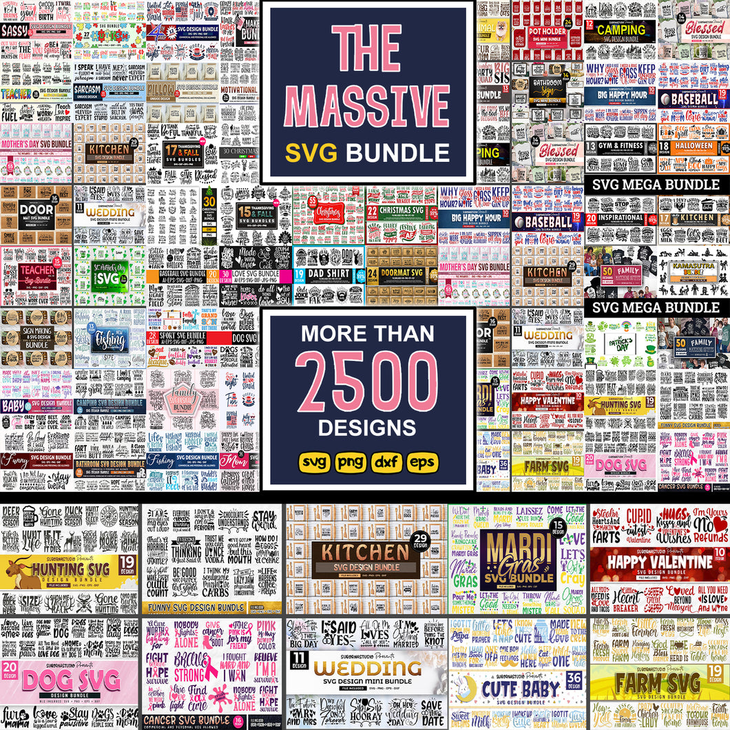 2500 Mega SVG Bundle Cut Files.