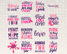 Load image into Gallery viewer, 16 Breast Cancer Svg Bundle Cancer awareness svg - LoveMyCuttables.com
