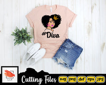 Load image into Gallery viewer, Afro Woman SVG, Afro Girl Svg, Afro Queen Svg, Afro Lady Svg, Curly Hair Svg, Black Woman, For Cricut, For Silhouette, Cut Files, Dxf, Png - LoveMyCuttables.com
