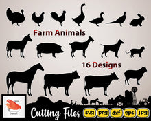 Load image into Gallery viewer, Farm Svg Animals Silhouettes | Svg Bundle Dxf Png | High Quality Files perfect for your next DIY Project - LoveMyCuttables.com
