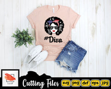 Load image into Gallery viewer, Girl Boss svg cut file | One of a kind Tshirt design | afro woman svg dxf png for Cricut Silhouette clipart with american flag svg - LoveMyCuttables.com
