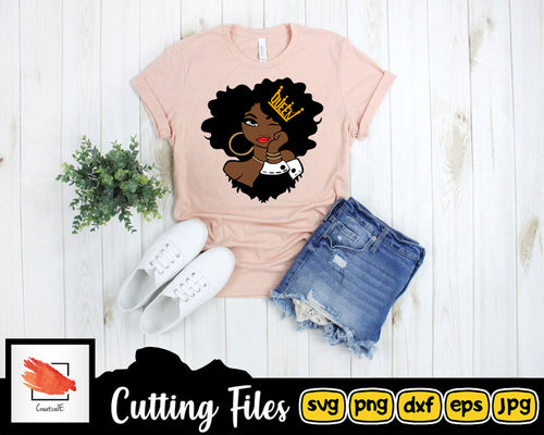 Afro Woman svg, afro girl svg, afro svg, black woman svg, funky woman svg, curly hair svg, african svg, african woman svg, african girl svg - LoveMyCuttables.com