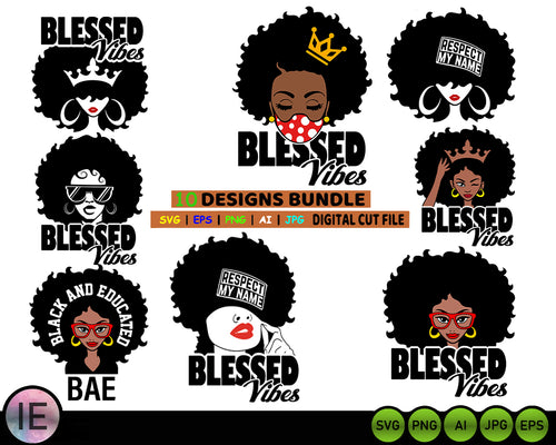 Afro Woman Svg Bundle cut files Afro girl png melanin svg files for cricut | Black girl magic - LoveMyCuttables.com