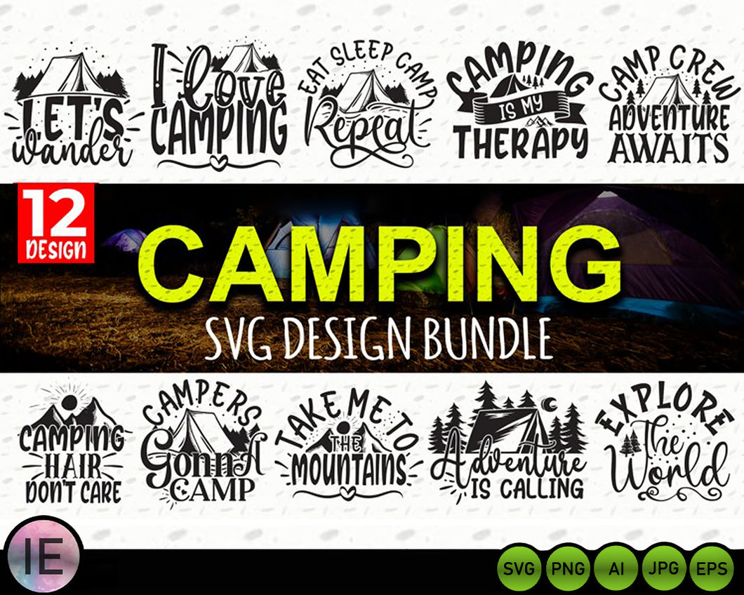 Camping SVG Bundle | Camping printable cut files for Cricut - LoveMyCuttables.com