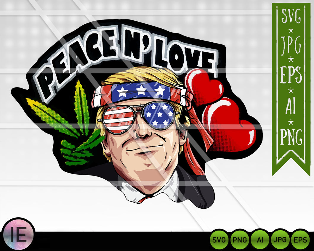 Trump Peace And Love SVG Trump svg cut file funny svg Trump Vector Cricut Silhouette - LoveMyCuttables.com